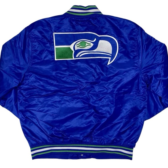 NFL Team Apparel Seattle Seahawks Throwback Varsity Blue Jacket Size S Retro 12 - Picture 4 of 4